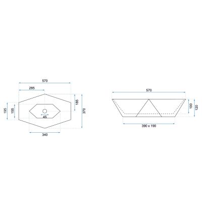 REA-U6643 - Lavabo da appoggio VEGAS 37x57 cm ceramica/bianco lucido