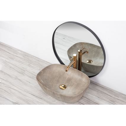REA-U6647 - Lavabo da appoggio FREJA 39,5x51 cm ceramica/grigio/effetto marmo