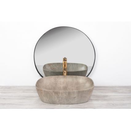 REA-U6647 - Lavabo da appoggio FREJA 39,5x51 cm ceramica/grigio/effetto marmo