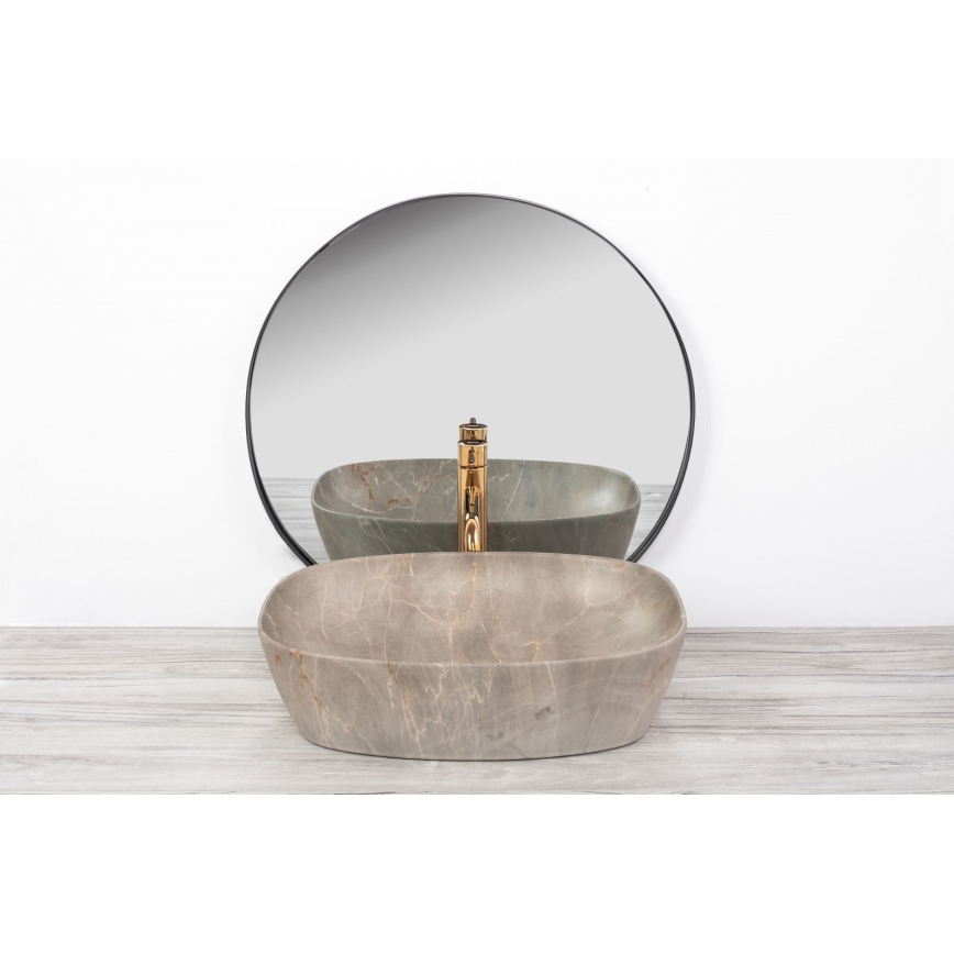 REA-U6647 - Lavabo da appoggio FREJA 39,5x51 cm ceramica/grigio/effetto marmo