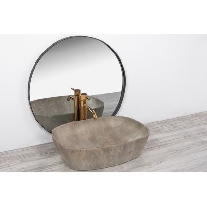 REA-U6647 - Lavabo da appoggio FREJA 39,5x51 cm ceramica/grigio/effetto marmo