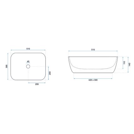 REA-U6647 - Lavabo da appoggio FREJA 39,5x51 cm ceramica/grigio/effetto marmo
