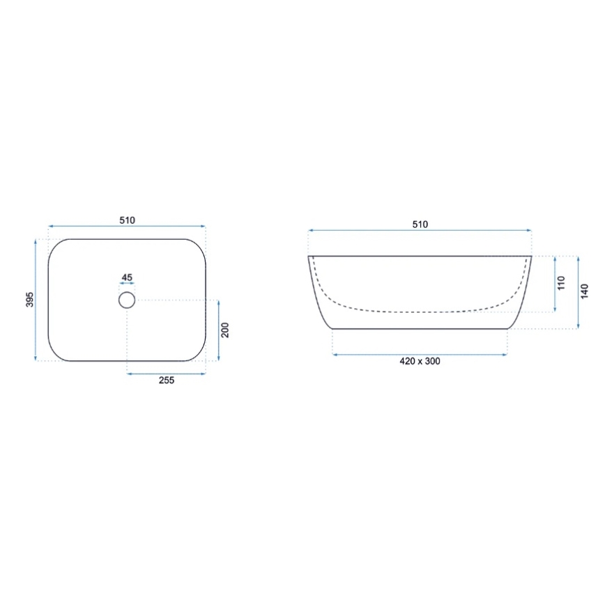 REA-U6647 - Lavabo da appoggio FREJA 39,5x51 cm ceramica/grigio/effetto marmo