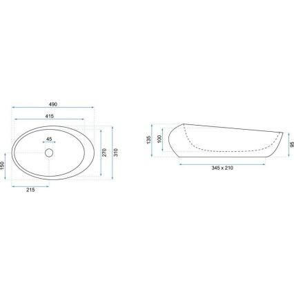 REA-U6649 - Lavabo da appoggio ROXY 31x49 cm in ceramica effetto pietra