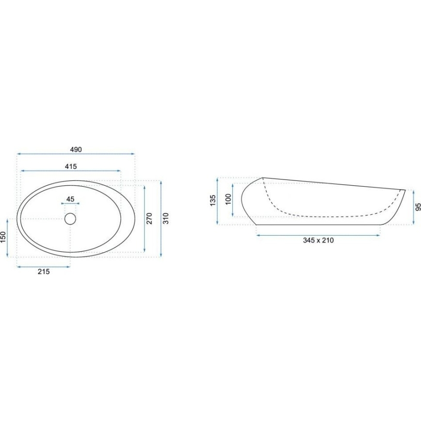 REA-U6649 - Lavabo da appoggio ROXY 31x49 cm in ceramica effetto pietra