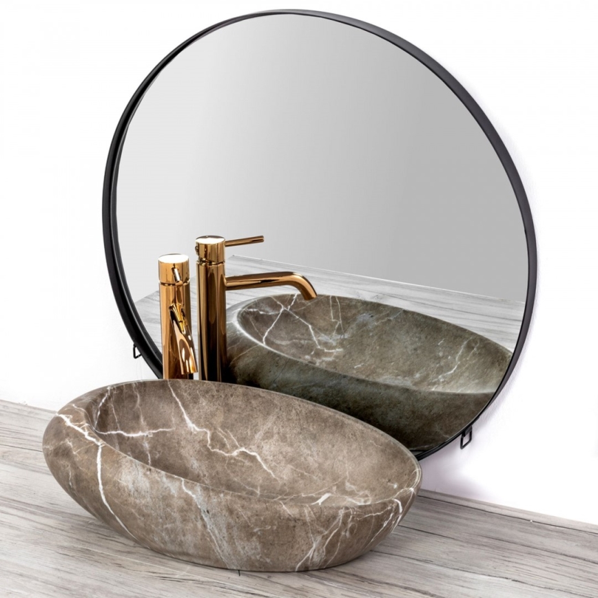 REA-U6650 - Lavabo da appoggio ROXY 31x49 cm ceramica/grigio/effetto marmo