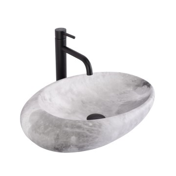 REA-U6651 - Lavabo da appoggio ROXY 31x49 cm ceramica/grigio/effetto pietra
