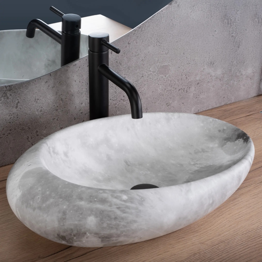 REA-U6651 - Lavabo da appoggio ROXY 31x49 cm ceramica/grigio/effetto pietra