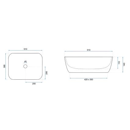 REA-U6689 - Lavabo da appoggio FREJA 39,5x51 cm ceramica/beige/effetto pietra