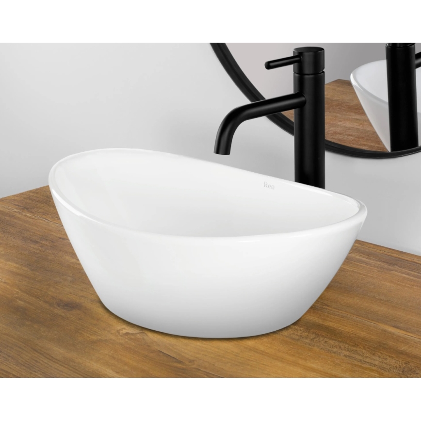 REA-U6802 - Lavabo da appoggio KATE 27x45 cm ceramica/bianco lucido