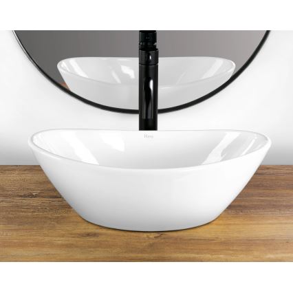 REA-U6802 - Lavabo da appoggio KATE 27x45 cm ceramica/bianco lucido