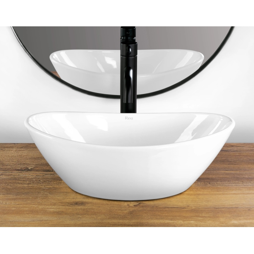 REA-U6802 - Lavabo da appoggio KATE 27x45 cm ceramica/bianco lucido