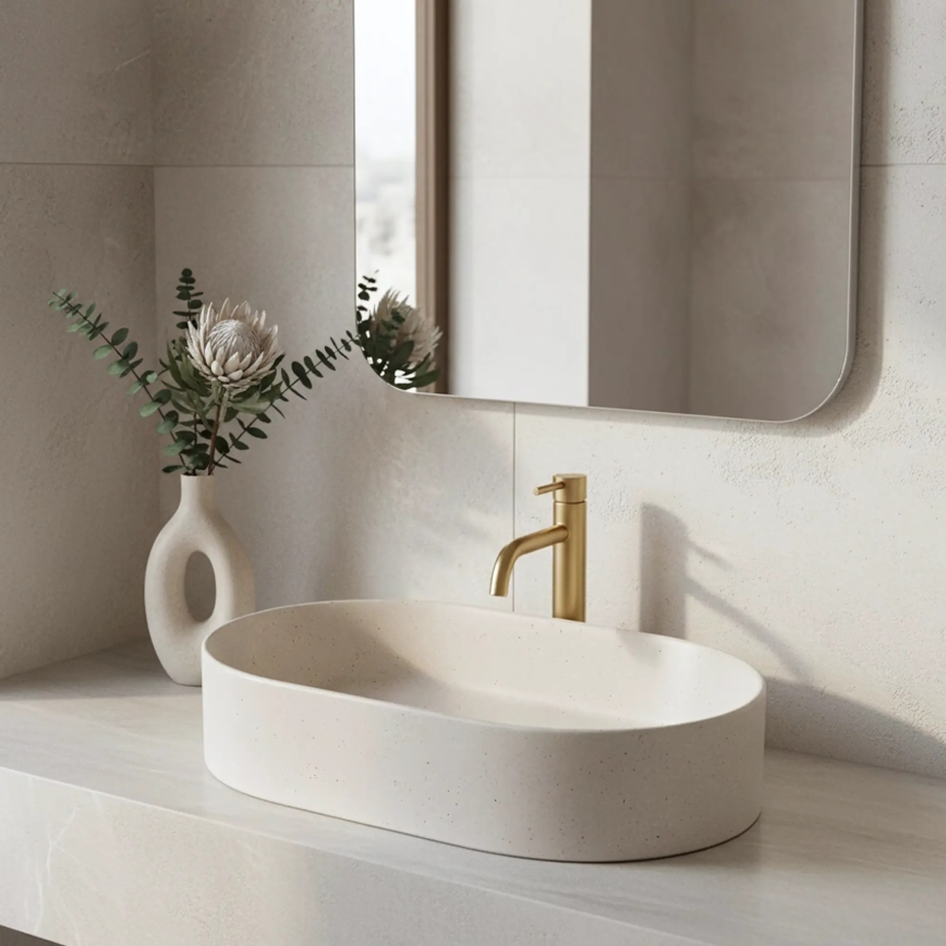 REA-U7341 - Lavabo da appoggio NADIA 38,5x61 cm ceramica/crema