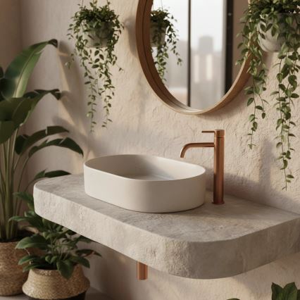 REA-U7341 - Lavabo da appoggio NADIA 38,5x61 cm ceramica/crema