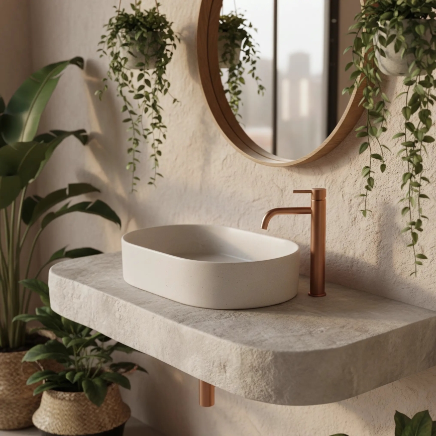 REA-U7341 - Lavabo da appoggio NADIA 38,5x61 cm ceramica/crema