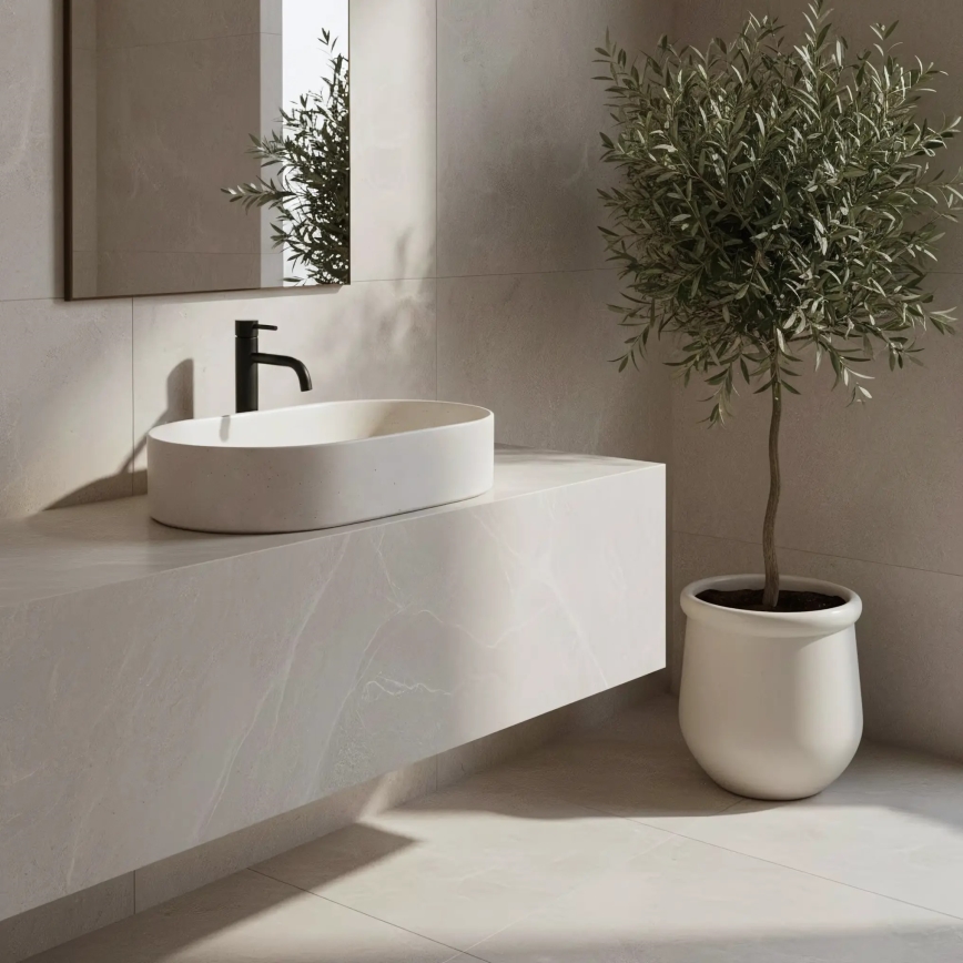 REA-U7341 - Lavabo da appoggio NADIA 38,5x61 cm ceramica/crema