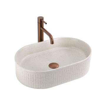 REA-U7342 - Lavabo da appoggio VANDA 31x49 cm ceramica/beige/effetto pietra