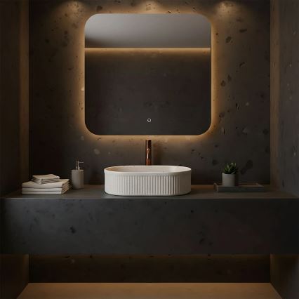 REA-U7342 - Lavabo da appoggio VANDA 31x49 cm ceramica/beige/effetto pietra