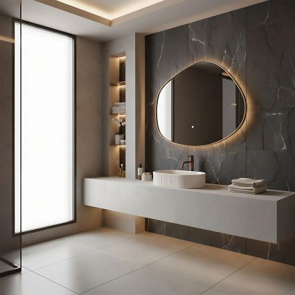 REA-U7342 - Lavabo da appoggio VANDA 31x49 cm ceramica/beige/effetto pietra