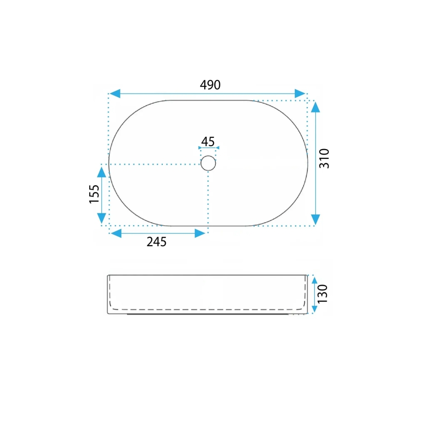 REA-U7342 - Lavabo da appoggio VANDA 31x49 cm ceramica/beige/effetto pietra