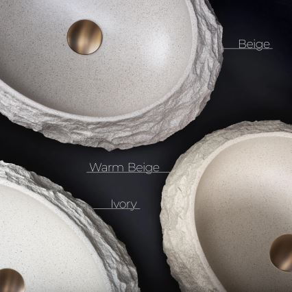 REA-U7347 - Lavabo da appoggio MIKA 38x50 cm beige/effetto pietra