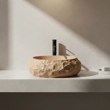 REA-U7348 - Lavabo da appoggio MIKA 38x50 cm arancione/beige/effetto pietra