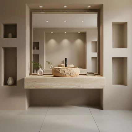 REA-U7348 - Lavabo da appoggio MIKA 38x50 cm arancione/beige/effetto pietra