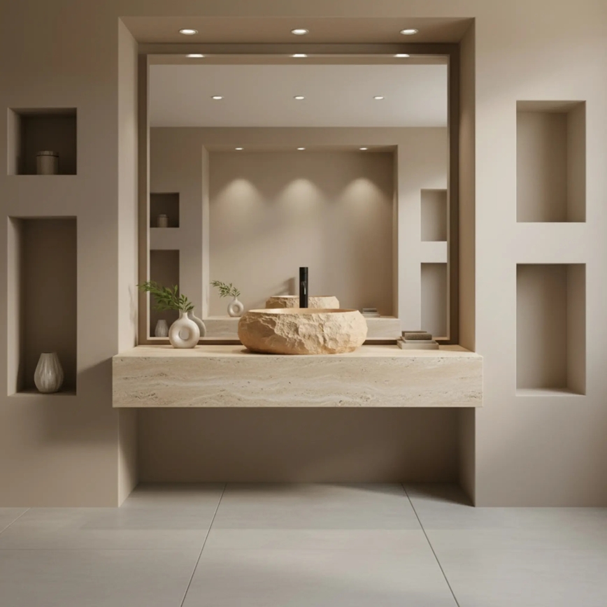 REA-U7348 - Lavabo da appoggio MIKA 38x50 cm arancione/beige/effetto pietra