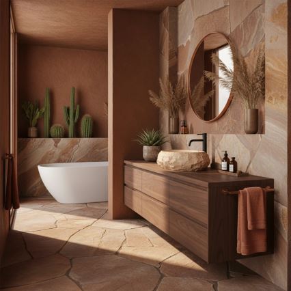 REA-U7348 - Lavabo da appoggio MIKA 38x50 cm arancione/beige/effetto pietra