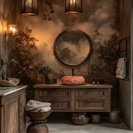 REA-U7349 - Lavabo da appoggio MIKA 38x50 cm arancione/effetto pietra