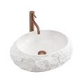 REA-U7350 - Lavabo da appoggio MIKA 38x50 cm bianco/effetto pietra