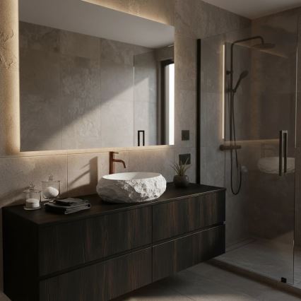 REA-U7350 - Lavabo da appoggio MIKA 38x50 cm bianco/effetto pietra