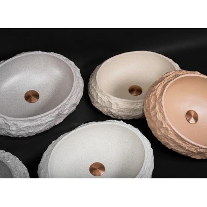 REA-U7350 - Lavabo da appoggio MIKA 38x50 cm bianco/effetto pietra