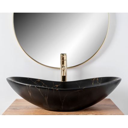 REA-U7478 - Lavabo da appoggio ROYAL 36x62 cm in ceramica/nero/finitura effetto marmo