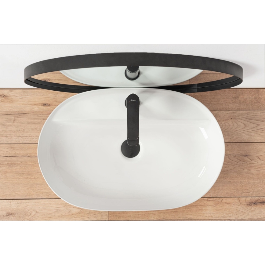 REA-U7900 - Lavabo da appoggio AURA 40,5x60,5 cm ceramica/bianco lucido