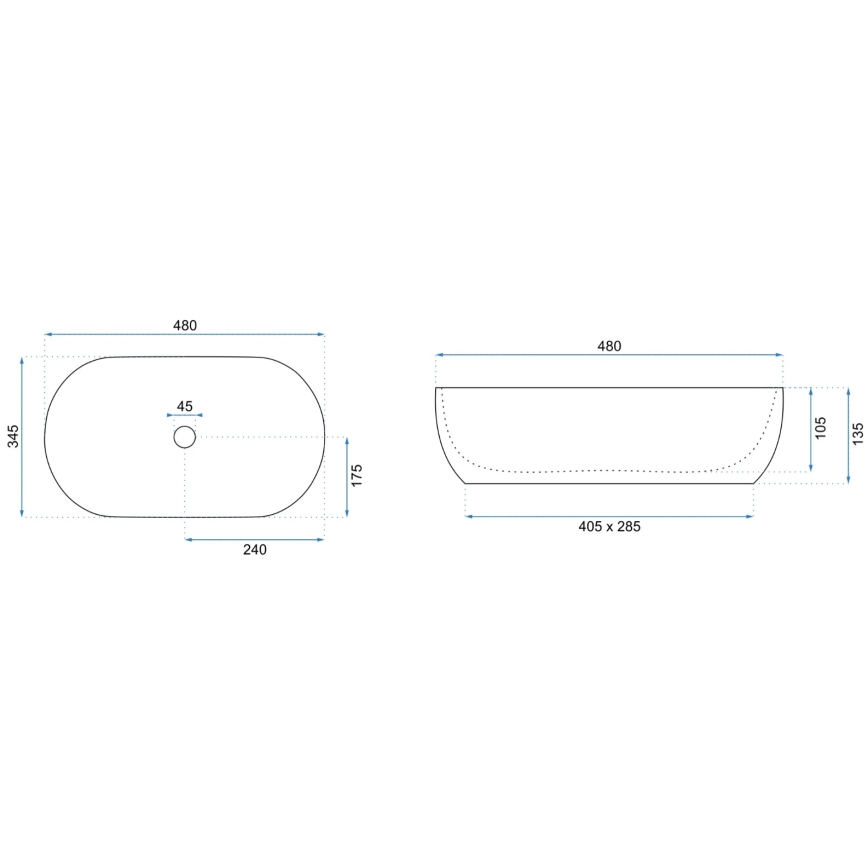 REA-U8001 - Lavabo da appoggio AMELIA 34,5x48 cm in ceramica, finitura effetto marmo