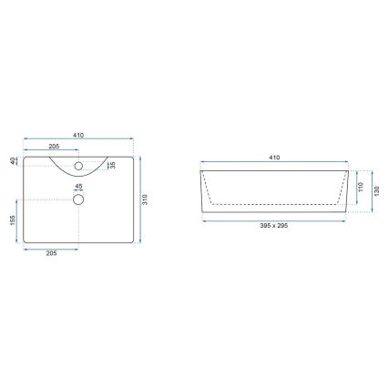 REA-U8196 - Lavabo da appoggio KELLY MINI 31x41 cm ceramica/bianco lucido