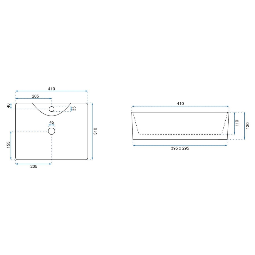 REA-U8196 - Lavabo da appoggio KELLY MINI 31x41 cm ceramica/bianco lucido