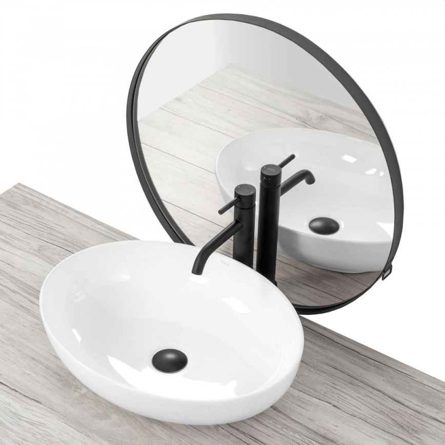REA-U8198 - Lavabo da appoggio CAROLA SLIM 39x51,5 cm ceramica/bianco lucido