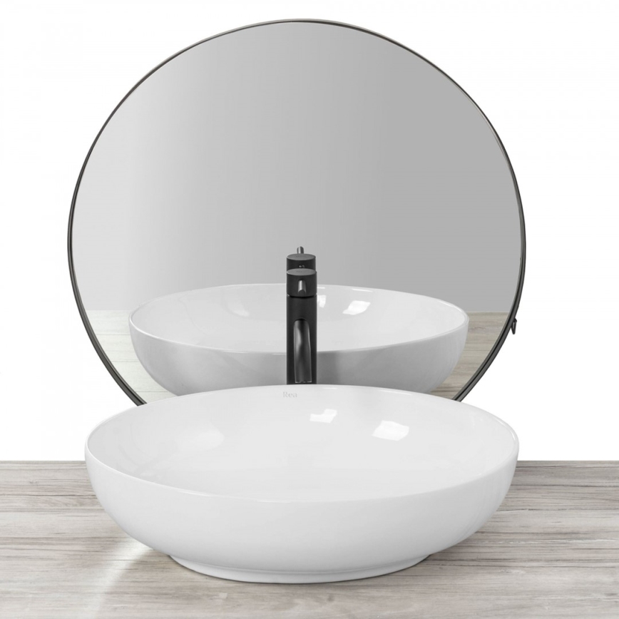 REA-U8198 - Lavabo da appoggio CAROLA SLIM 39x51,5 cm ceramica/bianco lucido
