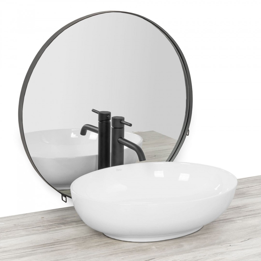REA-U8198 - Lavabo da appoggio CAROLA SLIM 39x51,5 cm ceramica/bianco lucido