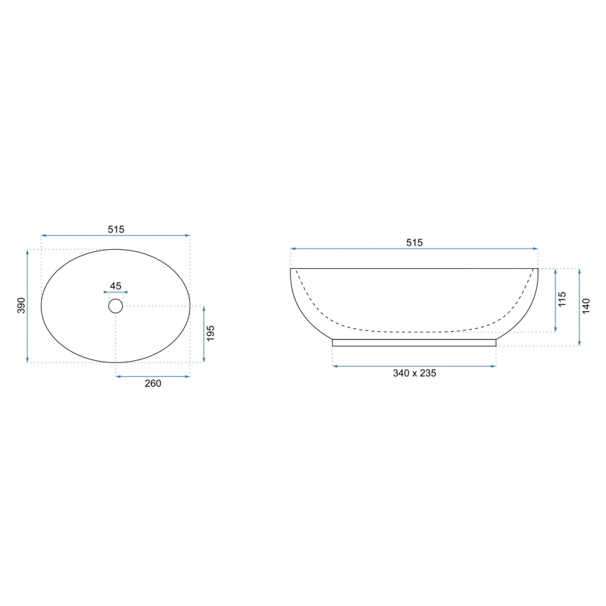 REA-U8198 - Lavabo da appoggio CAROLA SLIM 39x51,5 cm ceramica/bianco lucido
