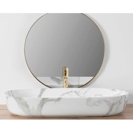 REA-U8403 - Lavabo da appoggio CLEO 41x81 cm, in ceramica con finitura effetto marmo