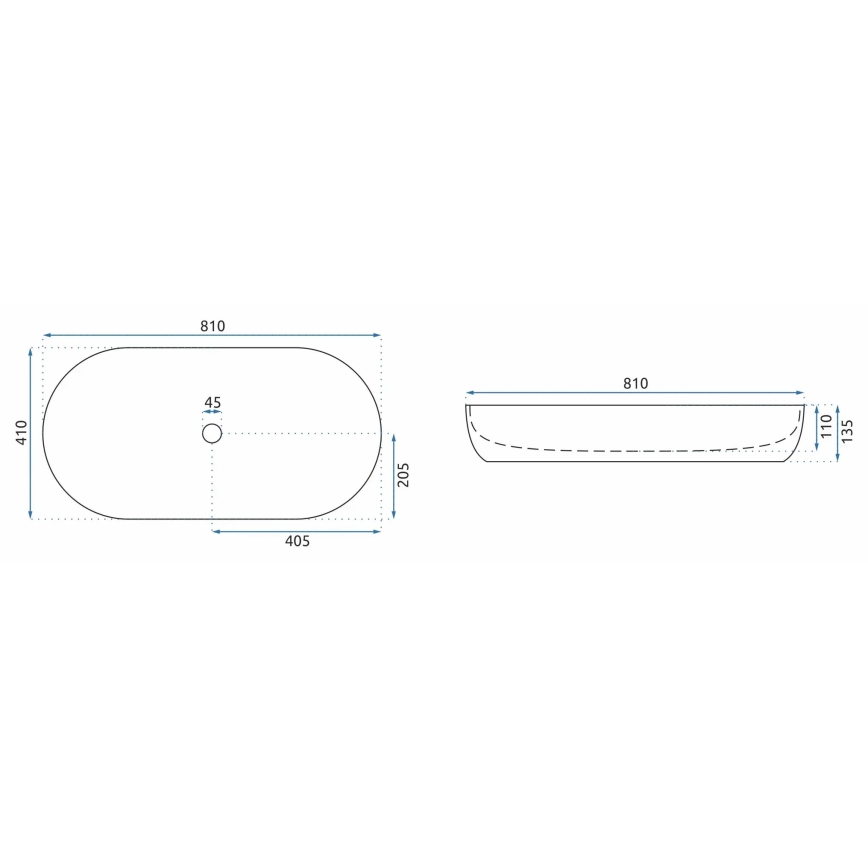 REA-U8403 - Lavabo da appoggio CLEO 41x81 cm, in ceramica con finitura effetto marmo