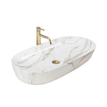 REA-U8404 - Lavabo da appoggio CLEO 41x81 cm ceramica/bianco/effetto marmo
