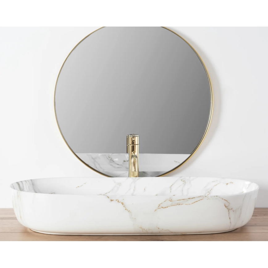 REA-U8404 - Lavabo da appoggio CLEO 41x81 cm ceramica/bianco/effetto marmo