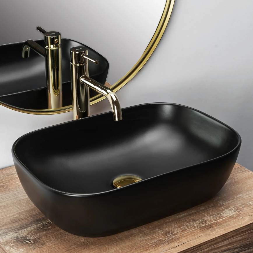 REA-U8470 - Lavabo da appoggio BELINDA 33,5x46,5 cm ceramica/nero opaco