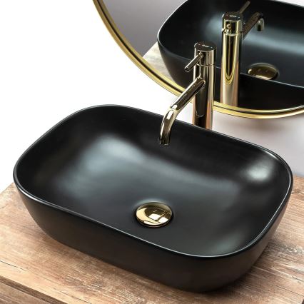 REA-U8470 - Lavabo da appoggio BELINDA 33,5x46,5 cm ceramica/nero opaco