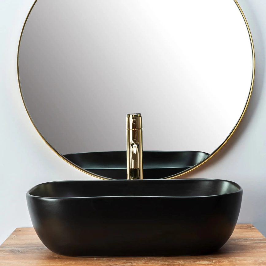 REA-U8470 - Lavabo da appoggio BELINDA 33,5x46,5 cm ceramica/nero opaco