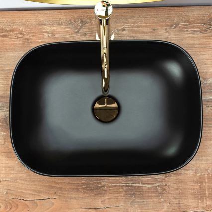 REA-U8470 - Lavabo da appoggio BELINDA 33,5x46,5 cm ceramica/nero opaco